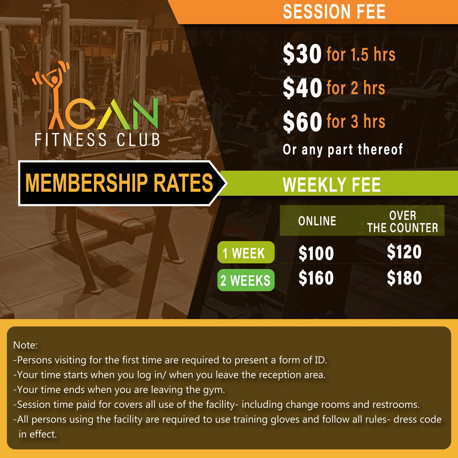 ICAN Fitness Club Memebership Rates